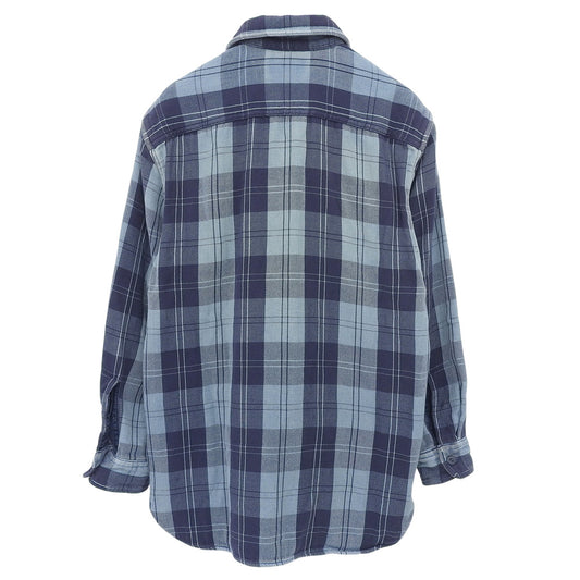 RRL Double RL Cotton Indigo Plaid Long Sleeve Shirt Tops Men's Blue M Tops