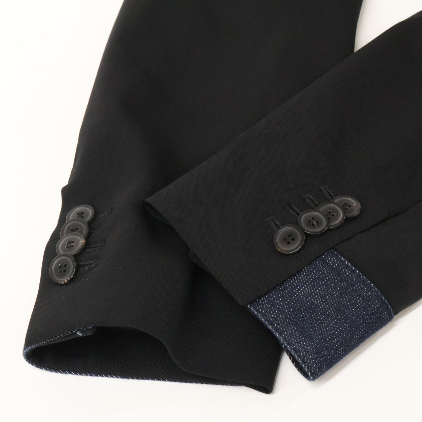 Black Denim Patchwork Tailored Jacket 46 Men's