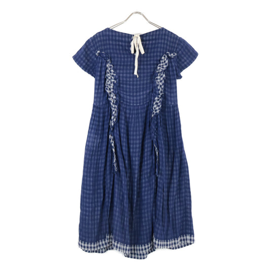 tricot COMME des GARCONS 2015 TQ-O012 Blue 100% Cotton Checkered One-Piece Dress