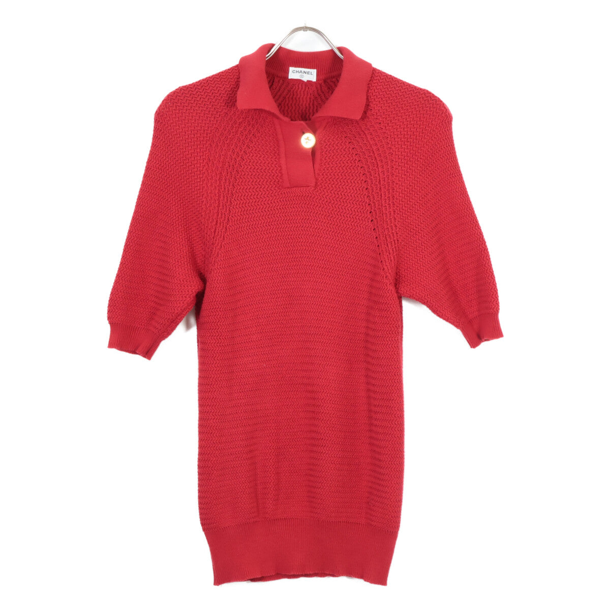 CHANEL シャネル スコットランド製 コットンニットポロ トップス 0