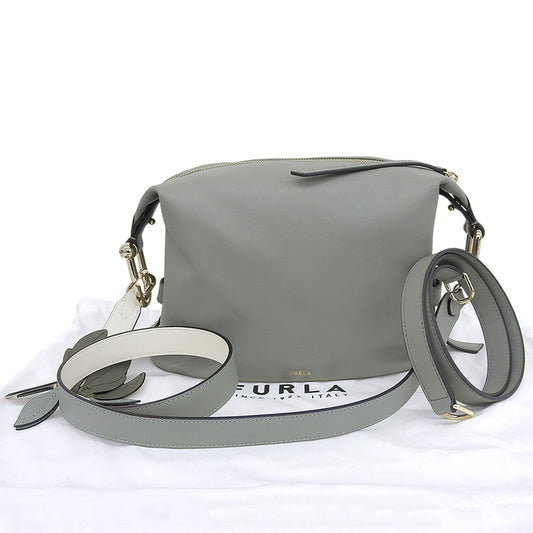 FURLA NUVOLA Leather 2-Way Bag Shoulder Bag Women's Green Handbag