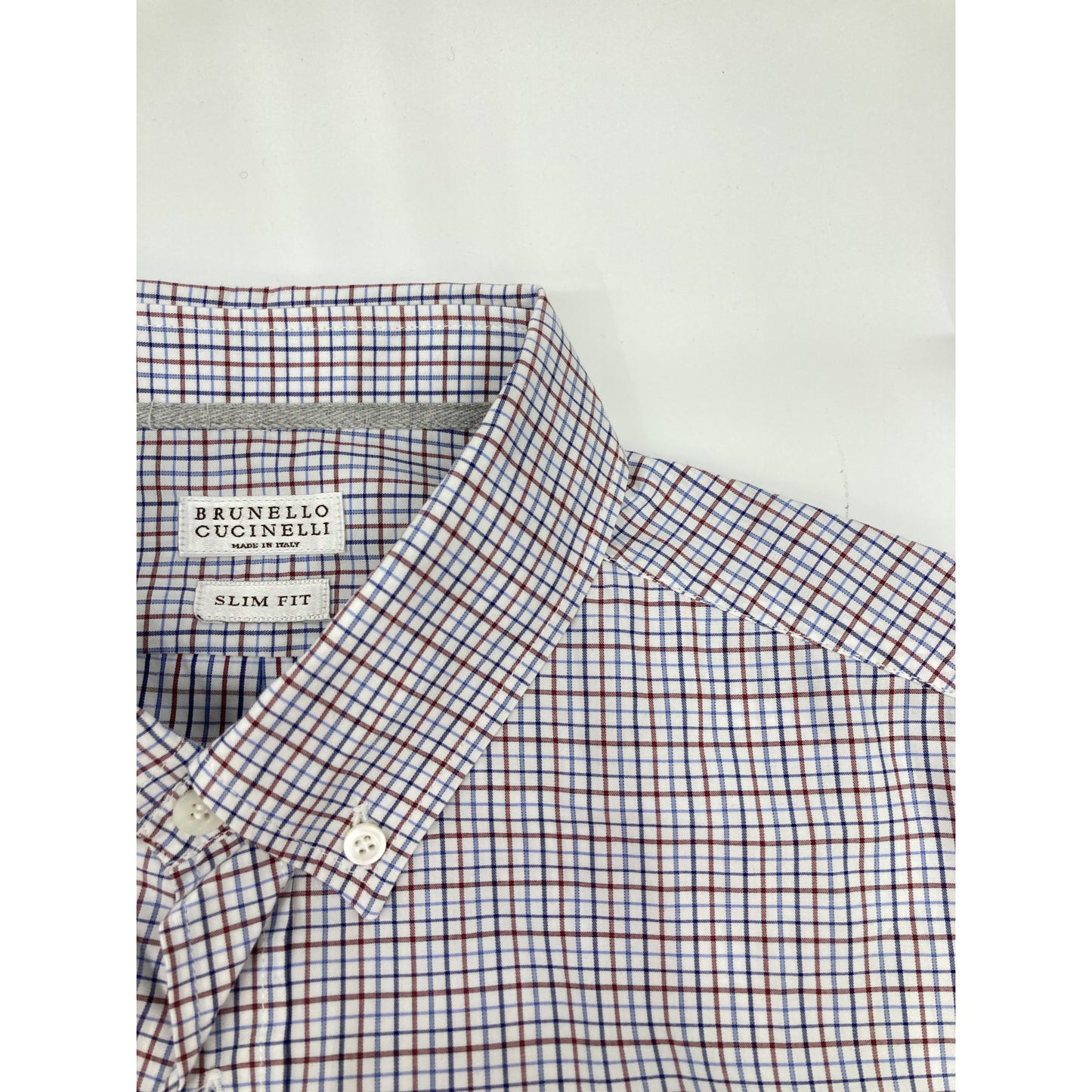 BRUNELLO CUCINELLI ブルネロクチネリ ブラウン×ブルー チェック BDシャツ トップス M