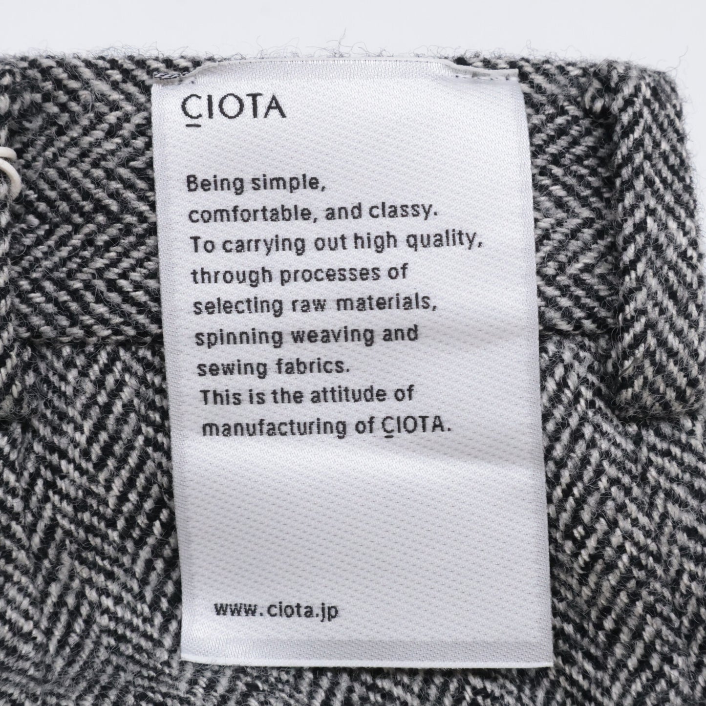 CIOTA シオタ 【×ジェイプレス】PTLM-131 スビンコットン ヘリンボンツイード トラウザー パンツ ボトムス 1