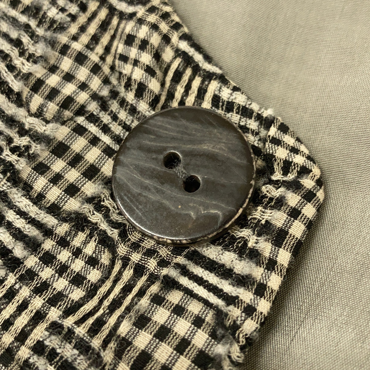JURGEN LEHL Grey Plaid Silk x Wool Collarless Jacket