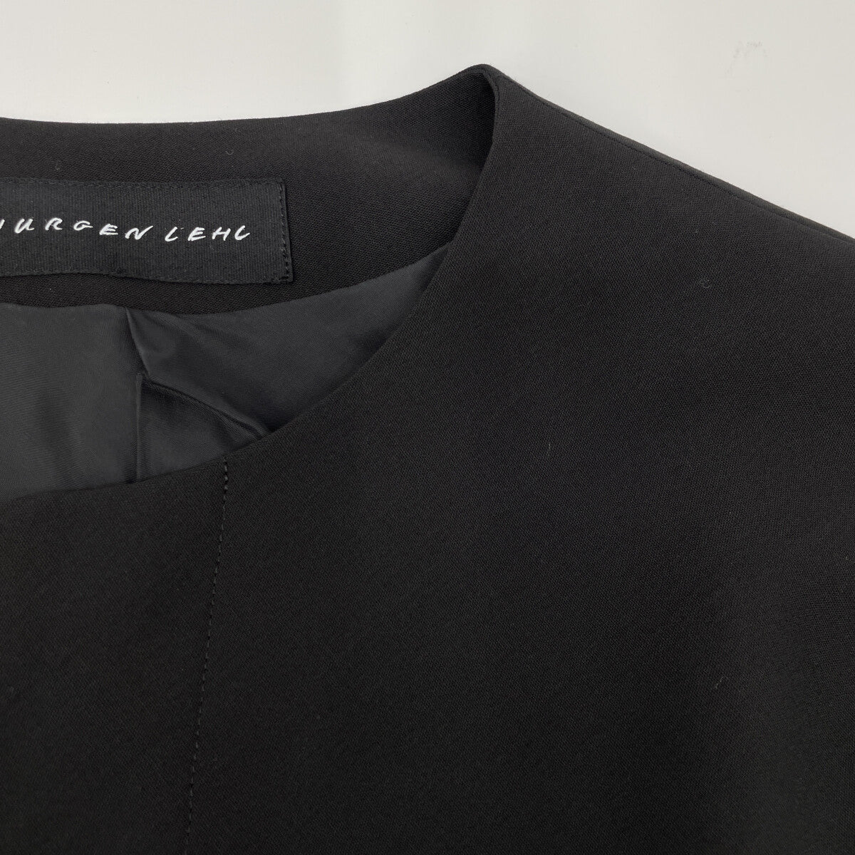 BLACK WOOL COLLARLESS JACKET Jackets Women