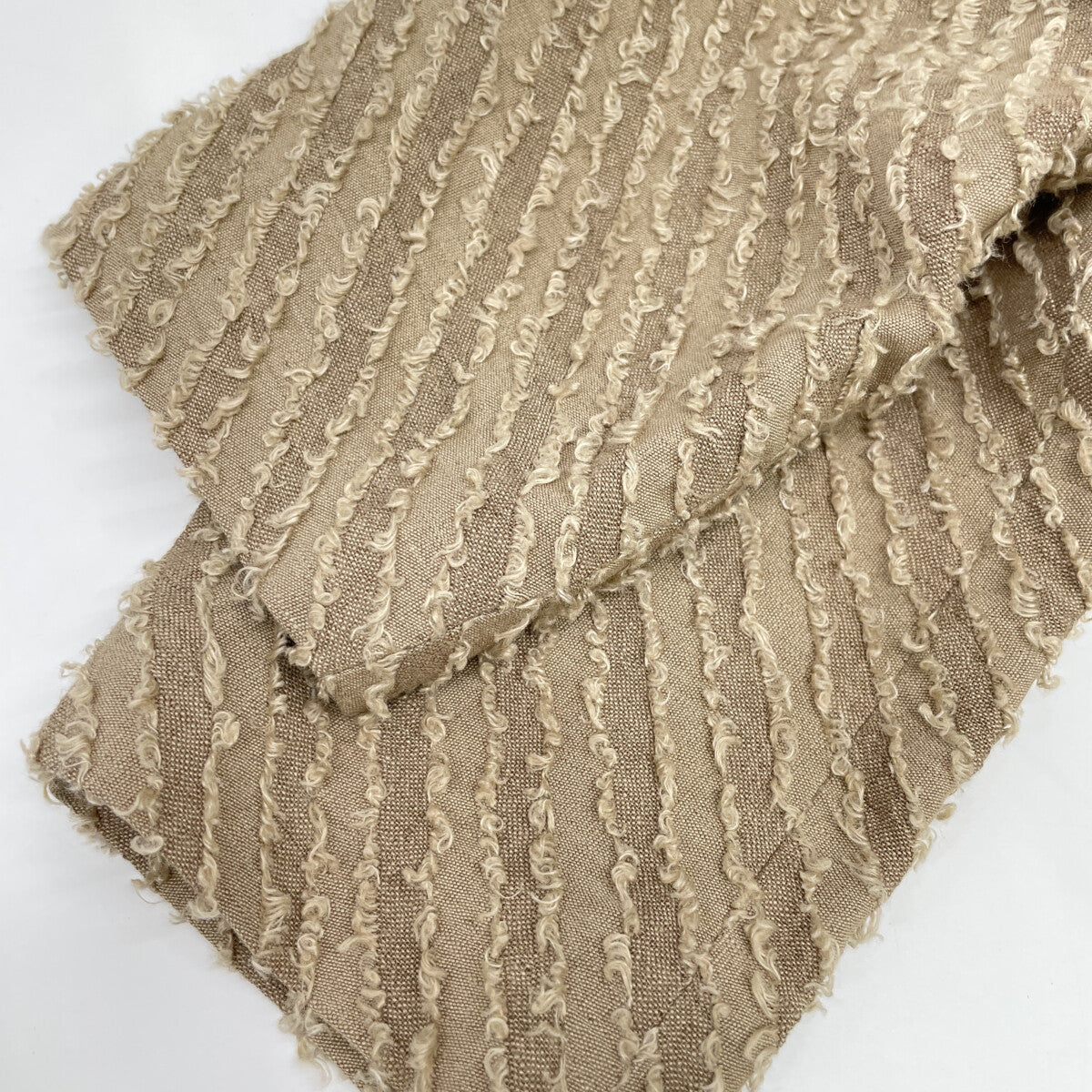 Beige Zigzag Loop Collarless Jacket for Women