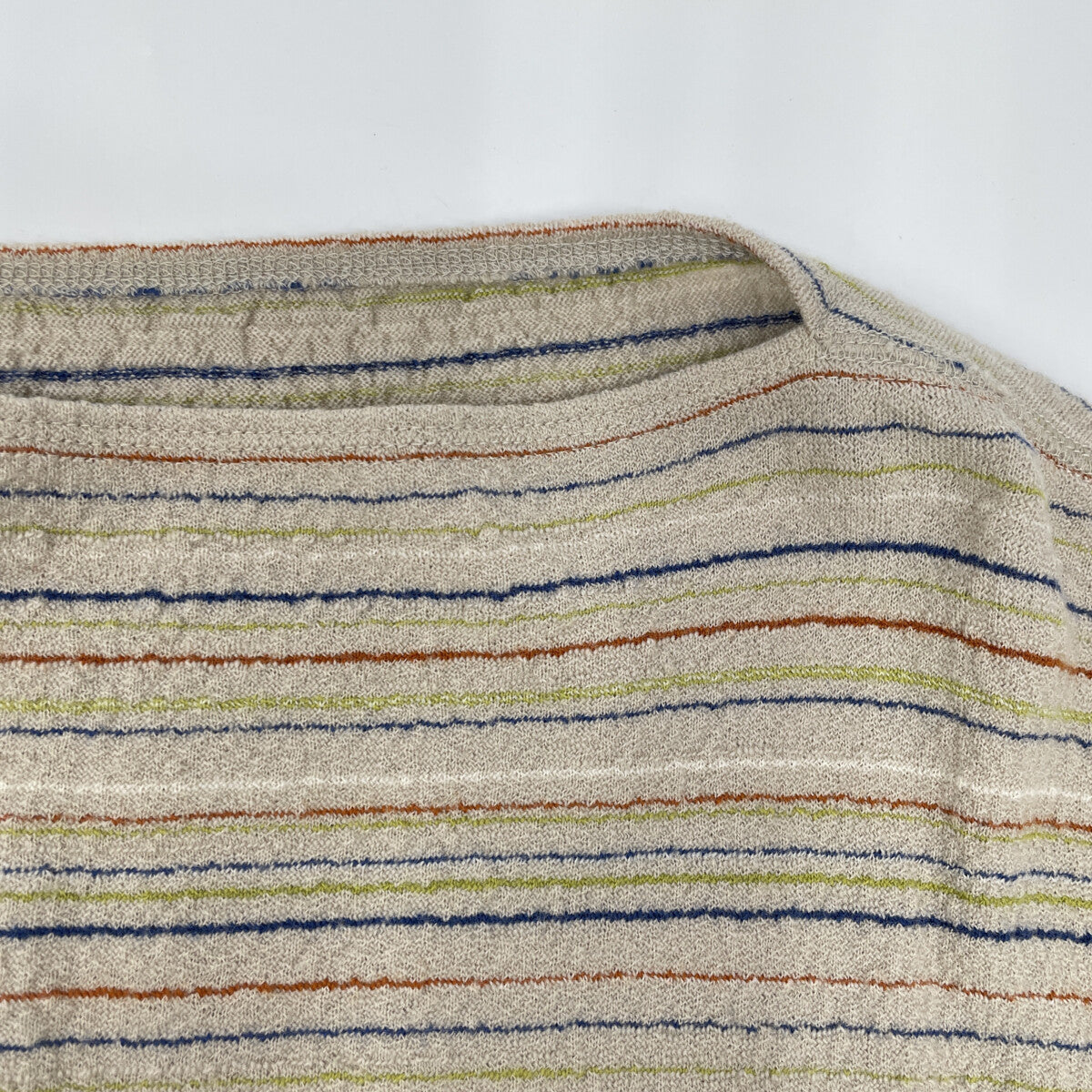 Beige Wool Border Cut-and-Sewn Top for Women