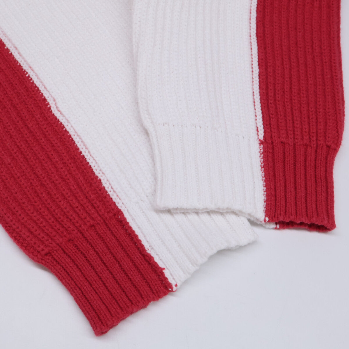 TTTMSW ティー TTT-25AW-KT03 ホワイト×レッド ボーダー ジップアップニット トップス M