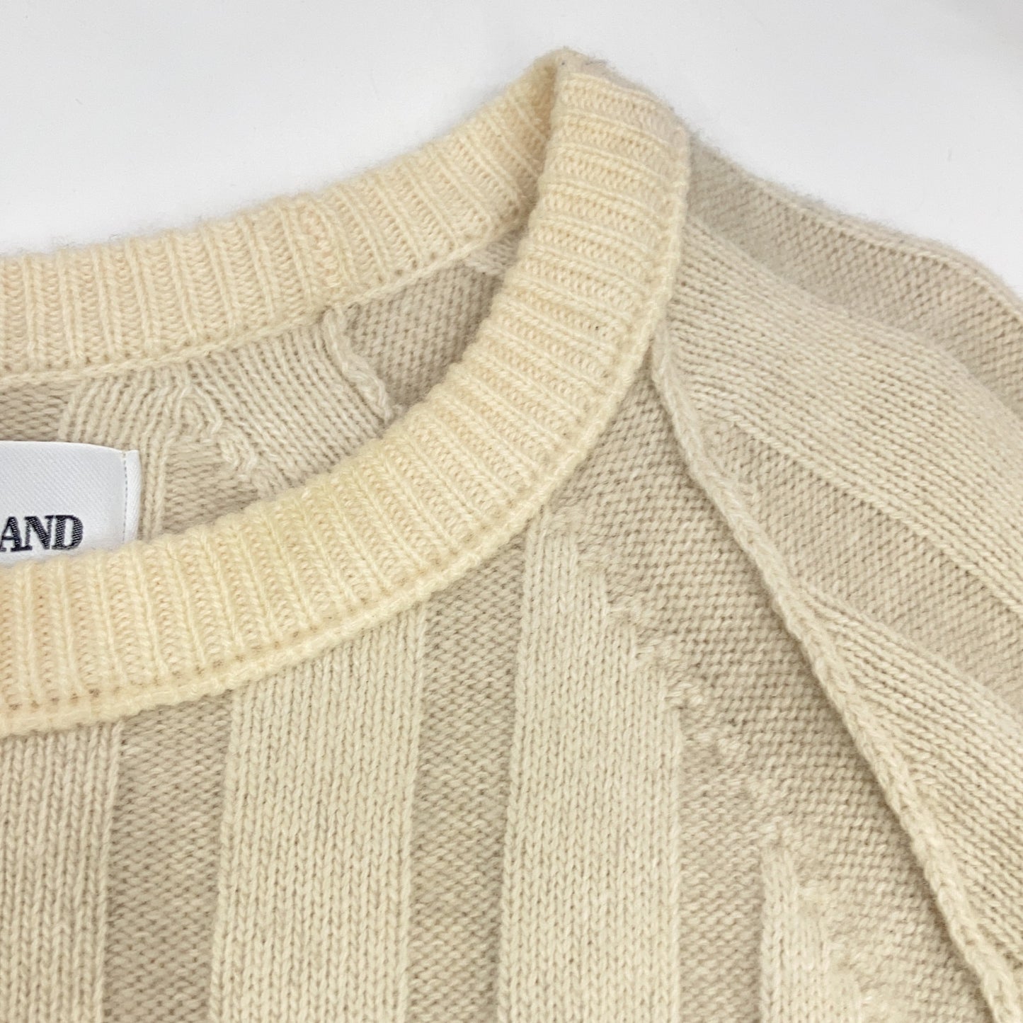 STONE ISLAND ストーンアイランド 7115503A4 アイボリー ウール ロゴワッペン リブニット トップス M