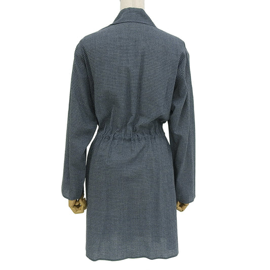 Wool Plaid Shirt Dress for Women Blue M Dress M Women