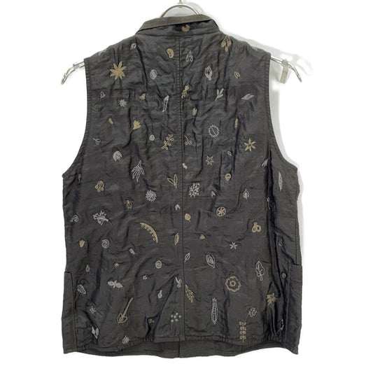 JURGEN LEHL Khaki Cotton x Silk Embroidered Gilet Vest M