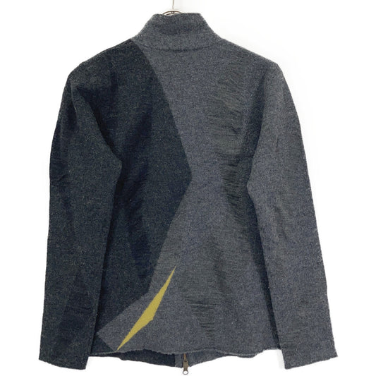 グレー×イエロー ジップアップ ジャケット ジャケット M レディース