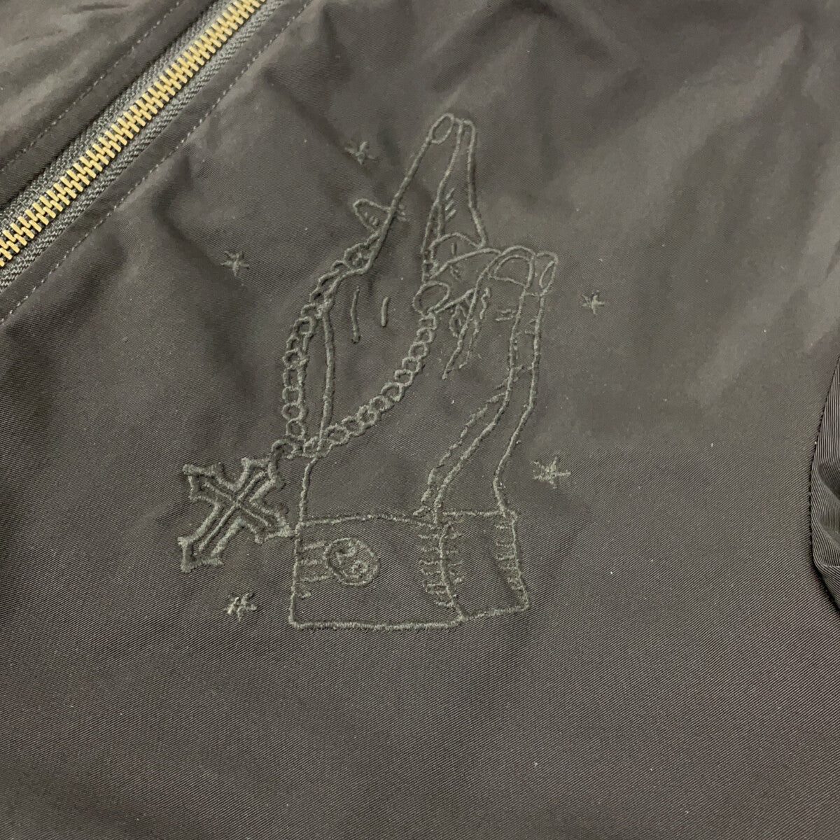561-0801 Black Nylon Virgin Mary Embroidered Blouson Jacket 2 Men's