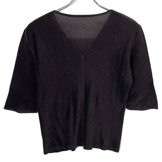PLEATS PLEASE PP02-FK117 Black Pleated Short Sleeve Top
