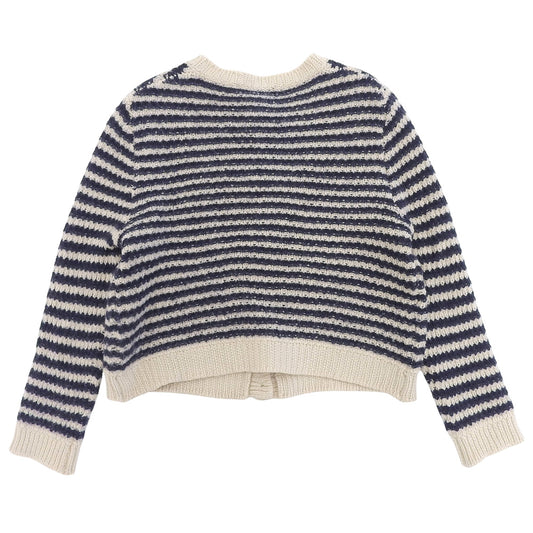 Wool Knitted Cardigan Top Women's Beige x Navy M Top M Women's