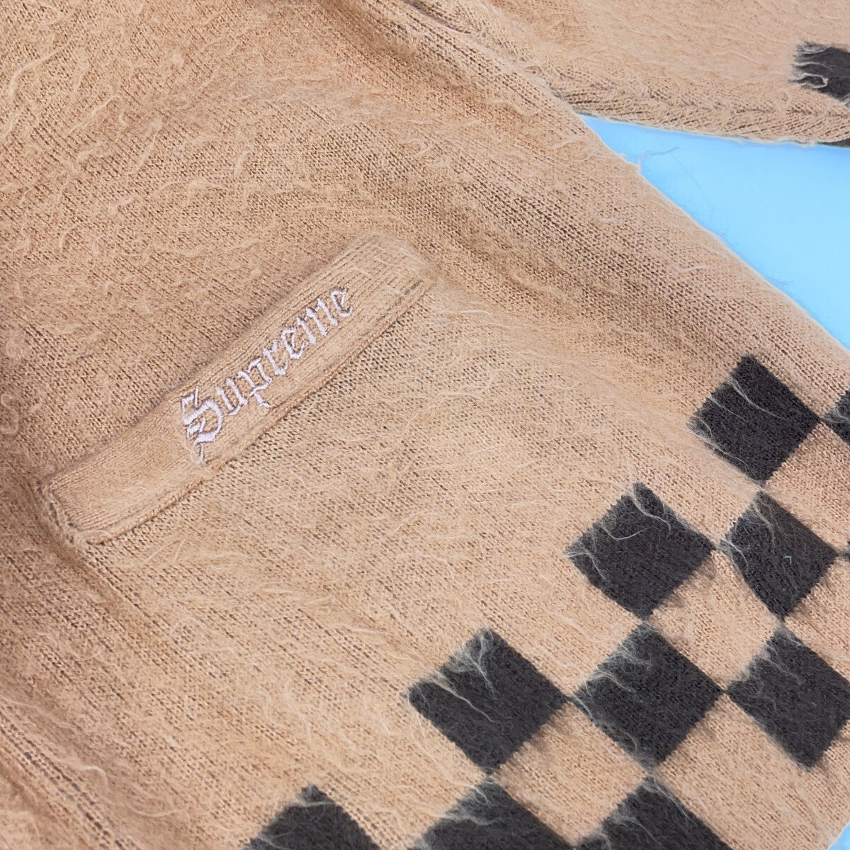 Supreme シュプリーム 21SS ブラウン brushed checkerboard cardigan トップス