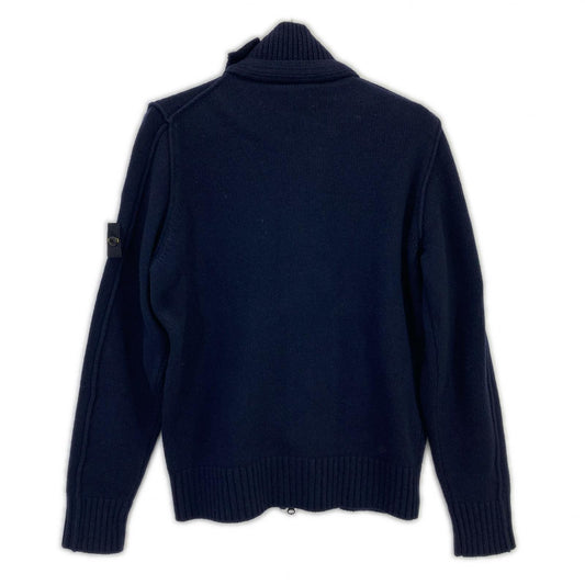 STONE ISLAND ストーンアイランド ネイビー ウール スタンドカラー カーディガン トップス