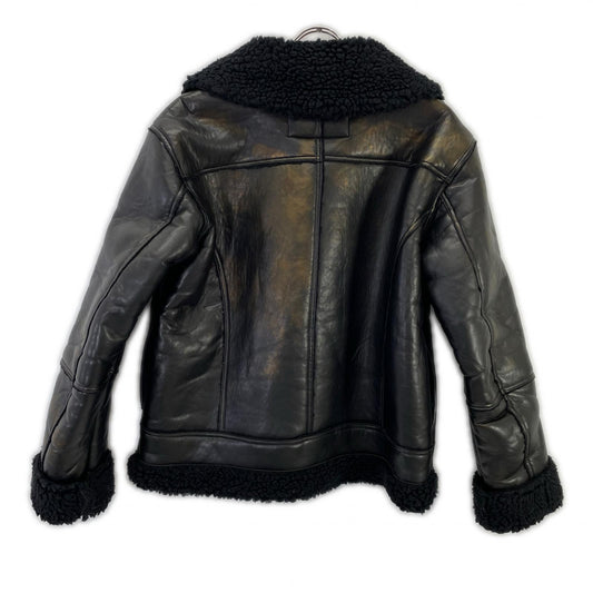 TMT Black Faux Leather Boa-Lined Jacket