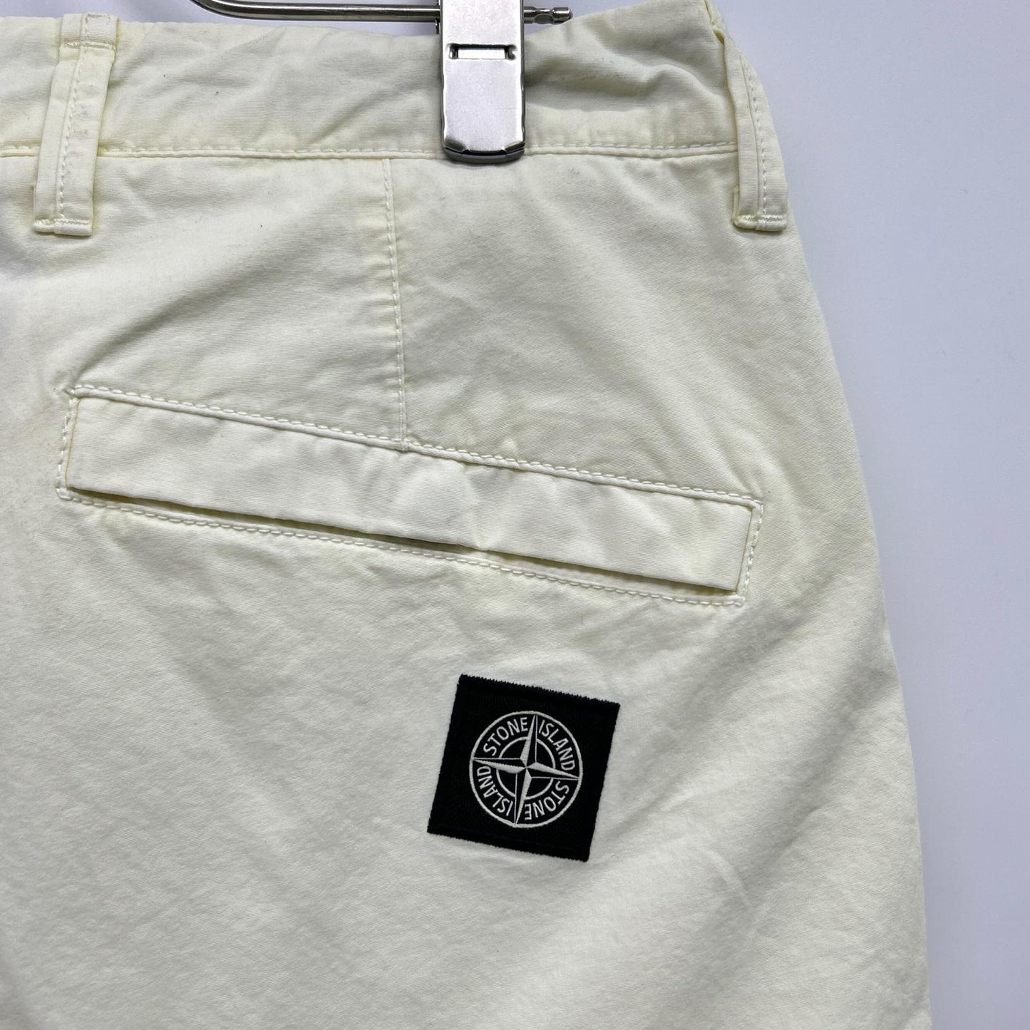 STONE ISLAND Stone Island Yellow Logo Patch Washed Trousers Bottoms