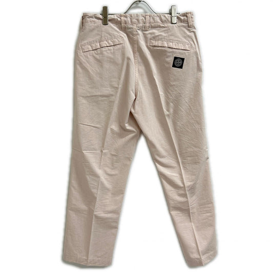 STONE ISLAND Pink Logo-Patch Washed Trousers Bottoms