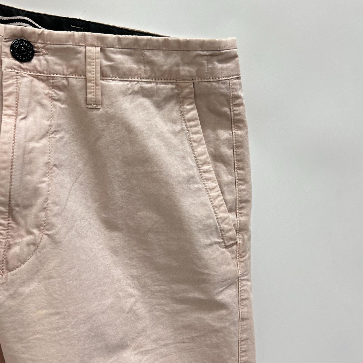 STONE ISLAND Pink Logo-Patch Washed Trousers Bottoms