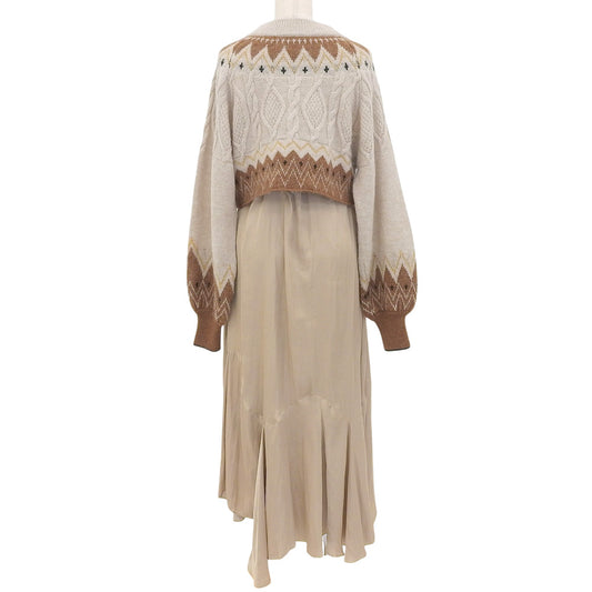 Nordic Knit Dress for Women, Beige, ONE, RWN0214072 Dress, ONE, Women