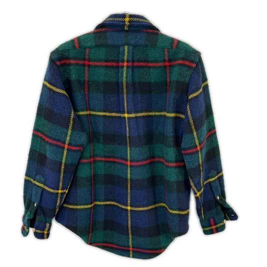 Green Block Check Shirt Jacket, Jacket, M, Men's
