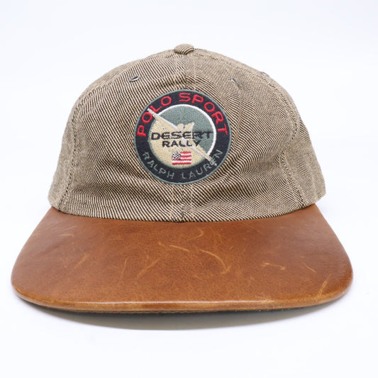 Polo Sport Ralph Lauren 90s Patch Embroidery Leather Visor Cap Hat