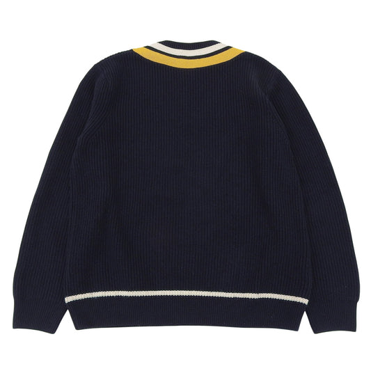 Tilden Knit V-Neck Cotton Wool Top Men's Navy x Yellow L