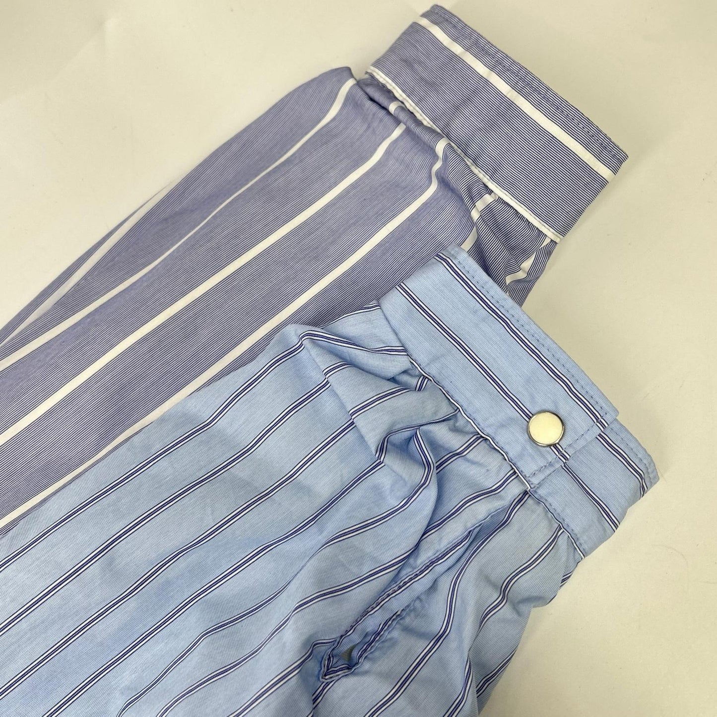 Children of the discordance COTDSH-117 Blue Patchwork Stripe Shirt Top