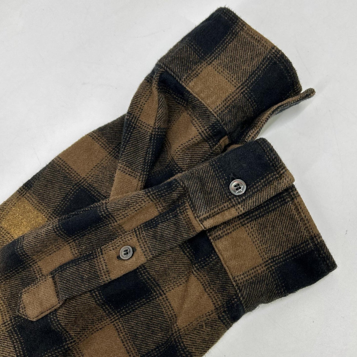 23AW A10687 Brown Block Check Flannel Shirt Top 48 Men's
