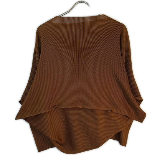 MeISSEYMIYAKE ミーイッセイミヤケ MI63KK415 ブラウン ワッフルプリーツカットソー トップス