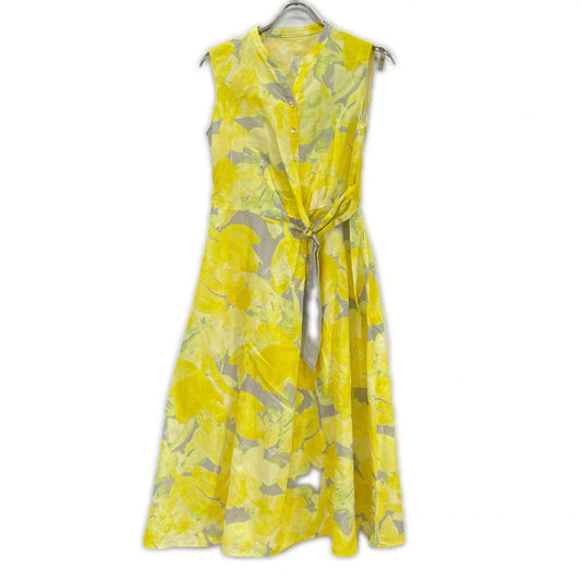 2025 Floral Transparent Print Linen Dress 36 for Women
