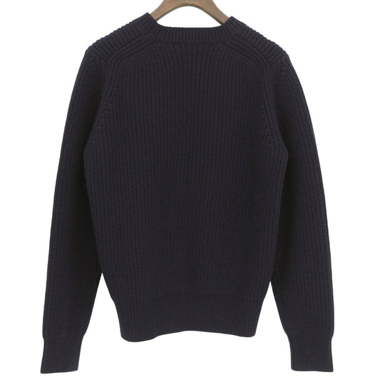 5G Single Rib Knit Wool x Cashmere Crew Neck Top Men's Navy Size 2