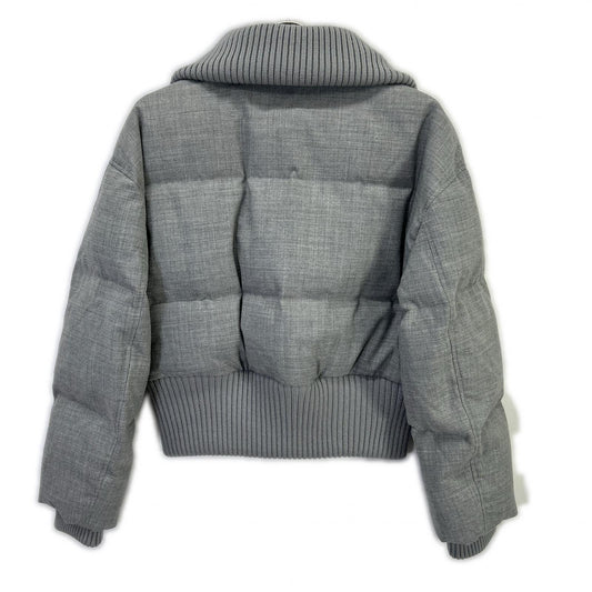 Theory セオリー 25年 Gray Wool Pl Flannel Cozy Collar Puff Coat Jacket