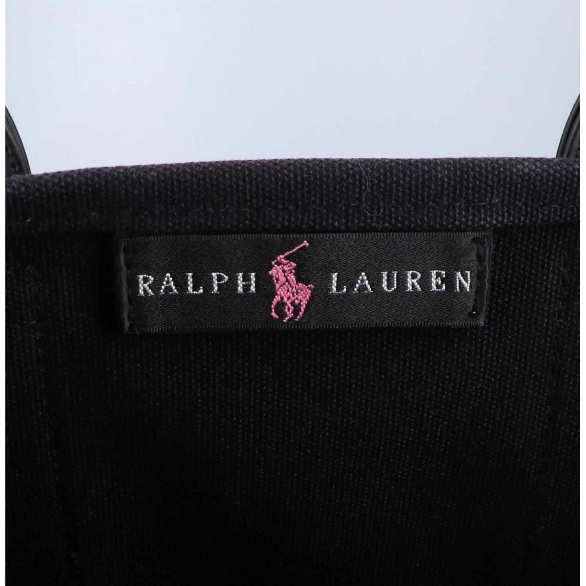 RALPHLAUREN ラルフローレン ブラック ピンクロゴ キャンバスハンドバッグ ハンドバッグ