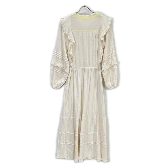Ivory Color Embroidered Dress One-Piece Free Ladies