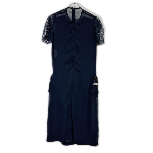 tricotCOMMEdesGARCONS トリココムデギャルソン TR-O002 ブラック エステルジョーゼット スパンコール装飾 ノースリーブワンピース ワンピース