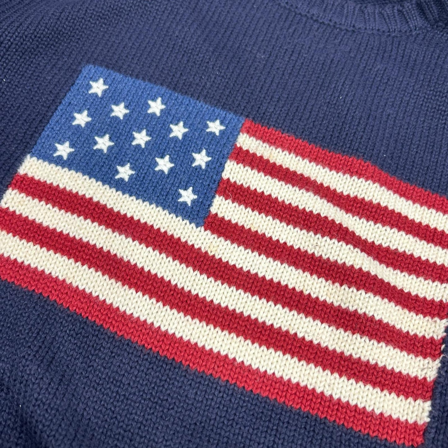 POLO RALPH LAUREN 保罗拉夫劳伦 海军蓝 经典国旗针织上衣