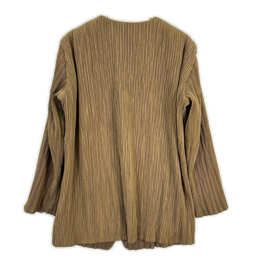 ISSEY MIYAKE 三宅一生 IM82-FD904 棕色 无领 褶皱夹克 外套