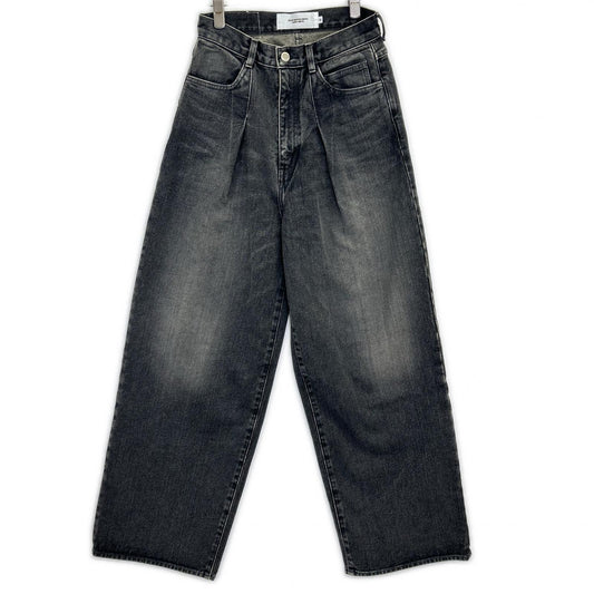 チャコール 14.5oz DENIM IN TUCK COMFORT TAPERED PANTS ボトムス 25 レディース