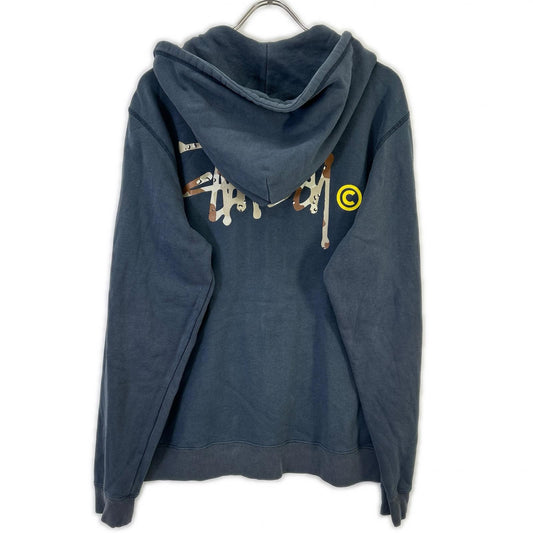 STUSSY ステューシー ネイビー カモフラロゴ ジップアップパーカー ジャケット