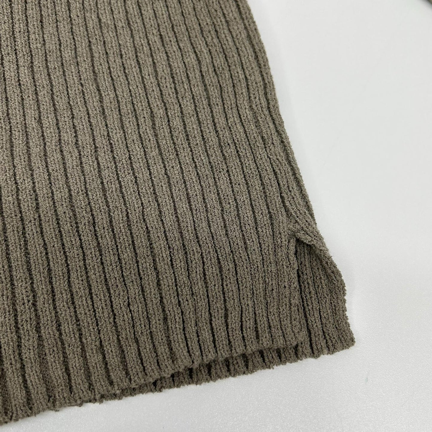 Deuxieme Classe 24 model Khaki Rib-Knit Cardigan Tops