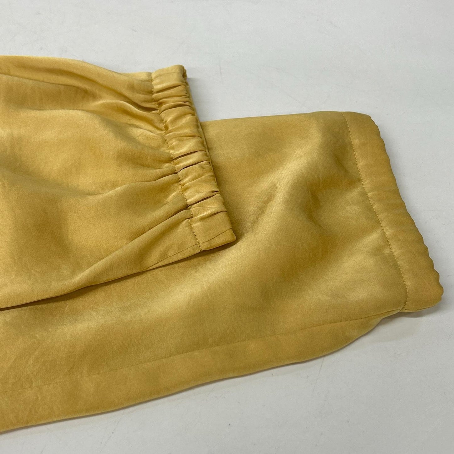 Theory Yellow Crushed Satin Cargo Pants