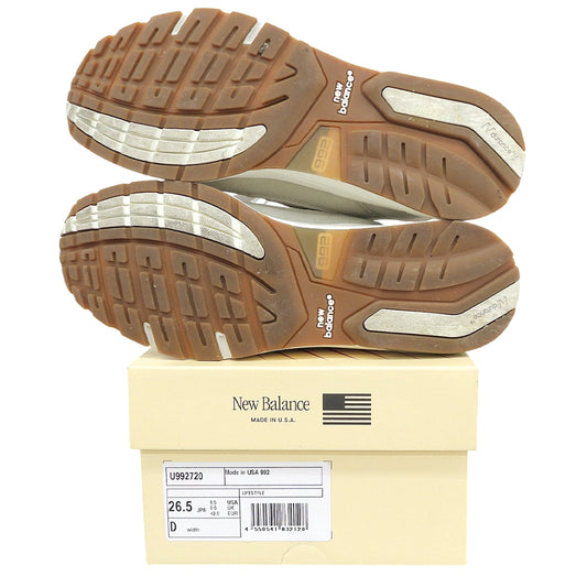 NEW BALANCE ニューバランス U992720 USA製 992 ローカットスニーカー シューズ メンズ カーキ×ベージュ 26.5cm シューズ