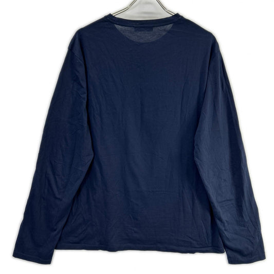 PRADA プラダ UJL879 ネイビー ポケット付き 長袖 コットンTシャツ トップス