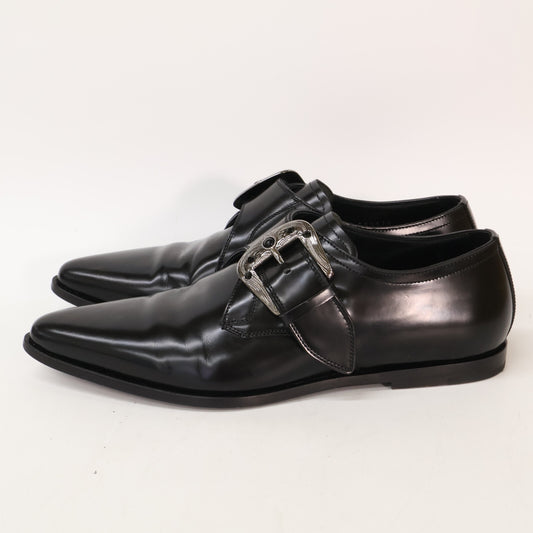 DOLCE&GABBANA ドルチェアンドガッバーナ A50375 シルバーバックル シングルモンク ドレスシューズ シューズ