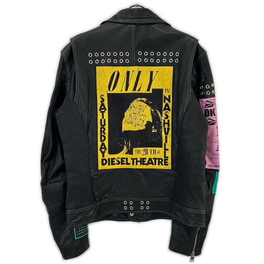 DIESEL ディーゼル ブラック マルチパッチワーク ダブルライダースジャケット ジャケット