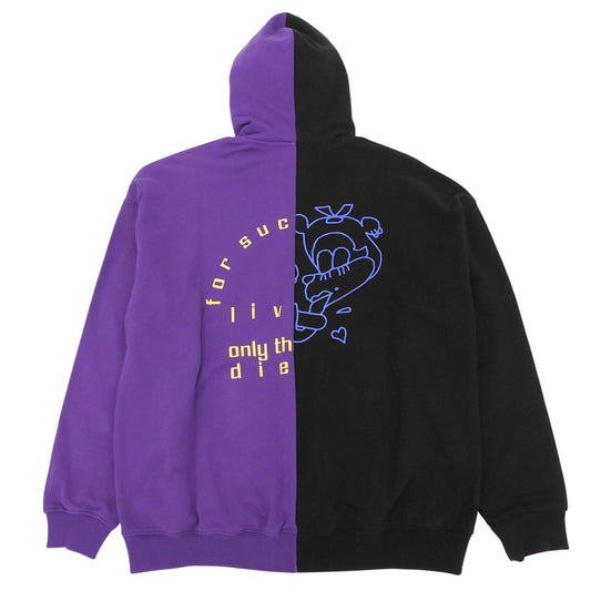 DIESEL ディーゼル 美品 S-UMMER-SPLI コットン パーカー トップス メンズ ブラック×パープル L トップス