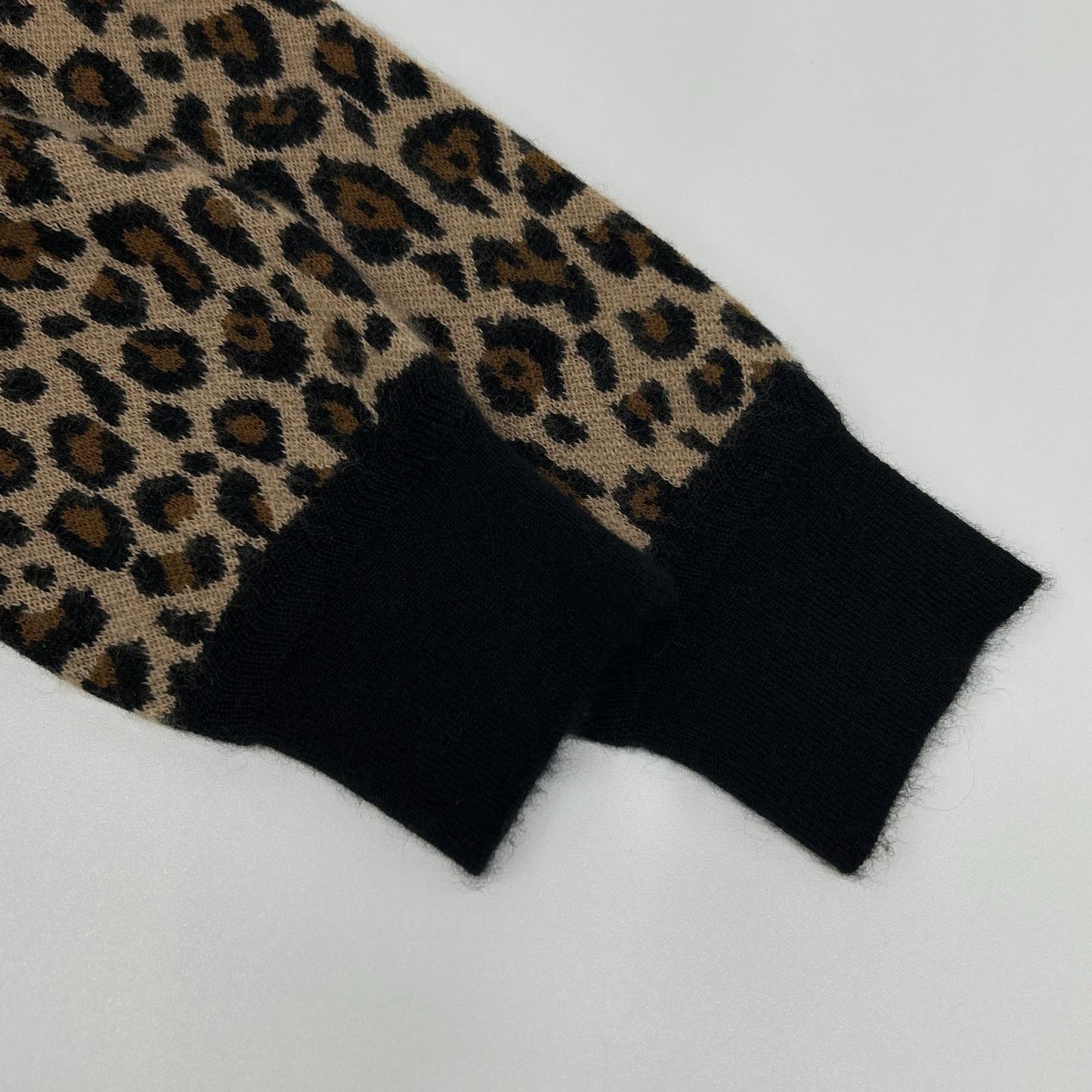 PEARLY GATES Pearly Gates brown cashmere leopard knit top